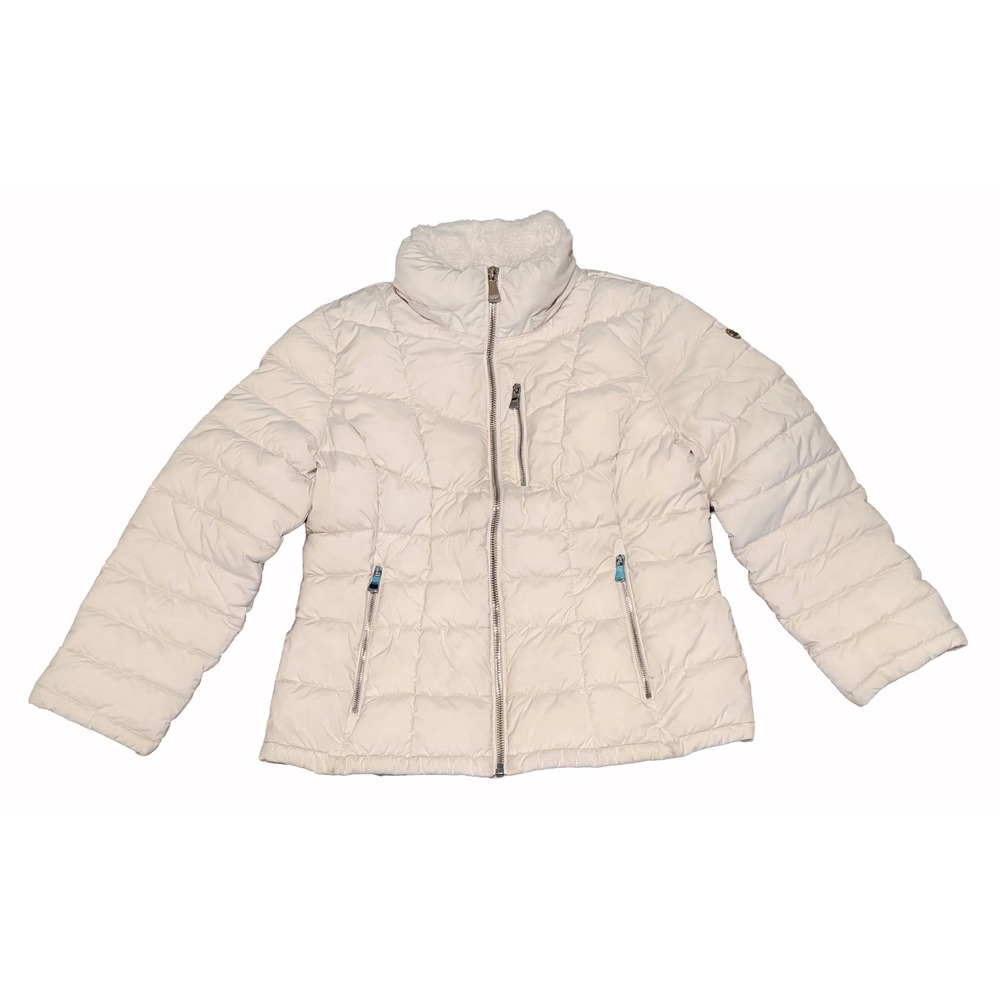Calvin Klein Puffer Jacket Women XL Cream Infinite Stretch Water Resistant